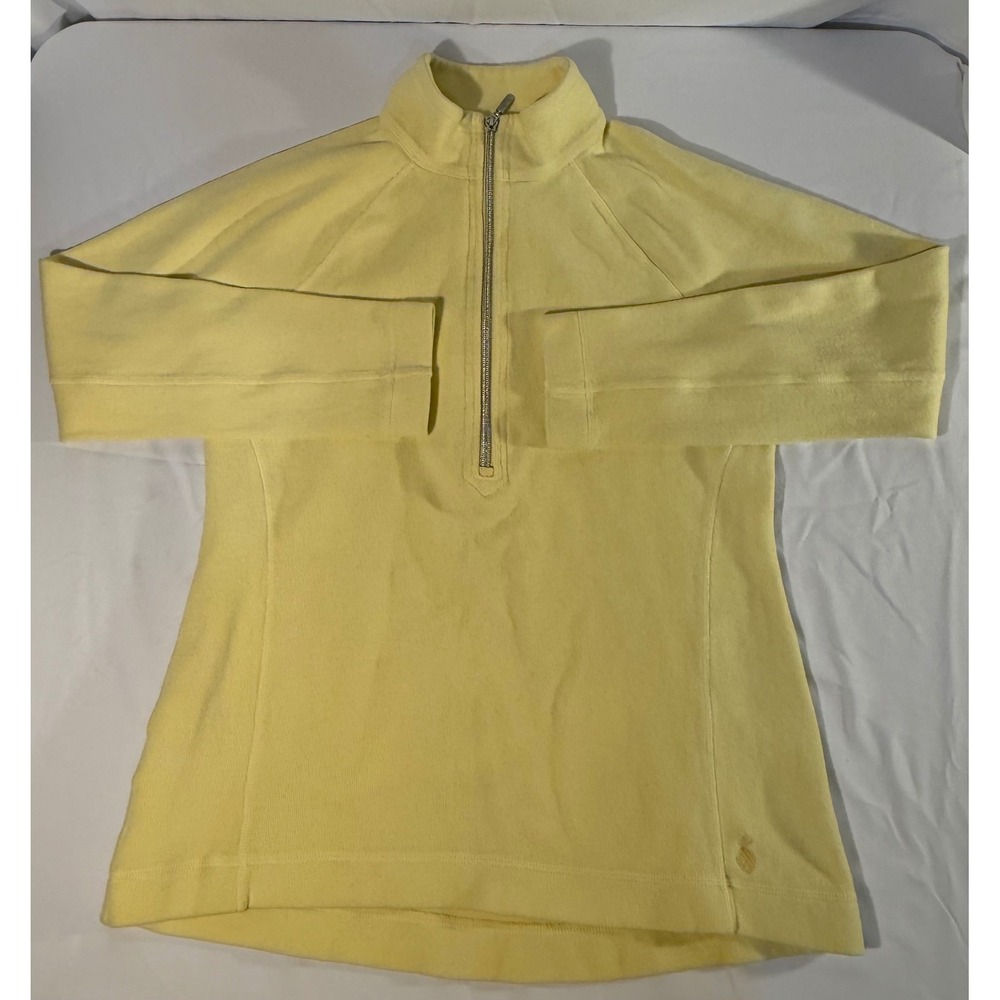 Tommy Bahama Woman's Quarter Zip Pullover Yellow Ribbed Cotton Blend Size Medium